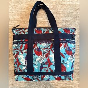 New without tags Nautica Floral Tote Bag - Blue and Red